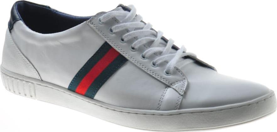 Pantofelek24 Białe sportowe buty męskie z naturalnej skóry /661-91 S117/ 44 1