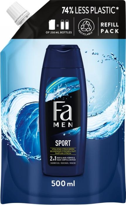 Fa FA_Men Sport 2in1 Shower Gel żel pod prysznic do mycia ciała i włosów Citrus Scent Refill Pack 500ml 1