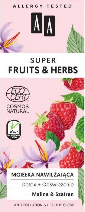 AA Super Fruits&Herbs mgiełka nawilżająca detox + odświeżenie 50ml 1