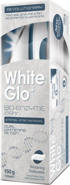 White Glo WHITE GLO_SET Bio Enzyme 24h pasta do zębów z owocami 150g/115ml+ szczoteczka 1