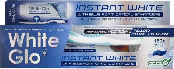 White Glo WHITE GLO_SET Instant White Toothpaste wybielająca pasta do zębów 150g/115ml + szczoteczka 1