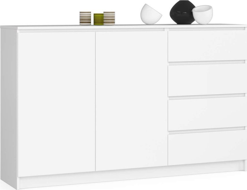 Fabryka Mebli Akord Komoda do sypialni 160 cm K013 - Biała - 2 drzwi 4 szuflady 1