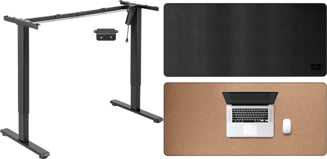 Mozos Mozos EDF-ECO-BK - stelaż do biurka czarny z elektryczną regulacją wysokości + Podkładka LDP1260 Czarna 1