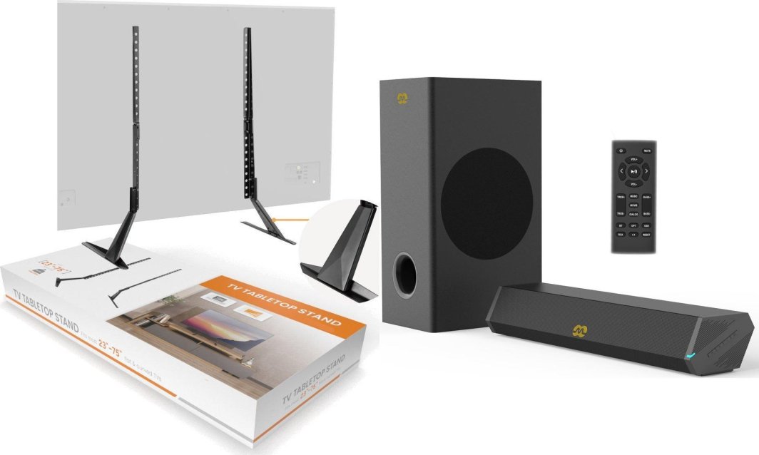 Mozos Mozos Stojak biurkowy TS2 23'' - 75'' + Głośniki komputerowe GS-BAR BT 1