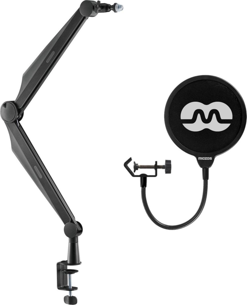 Mozos Mozos Ramię statyw mikrofonowy czarny 80 cm SB41 + Pop filtr mikrofonowy PS-1 1