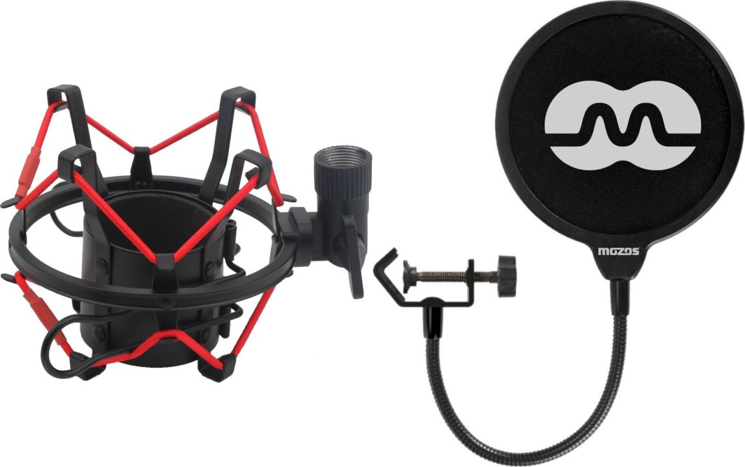 Mozos Mozos Kosz antywibracyjny 48-54MM (SHM2-RED) + Pop filtr mikrofonowy PS-1 1