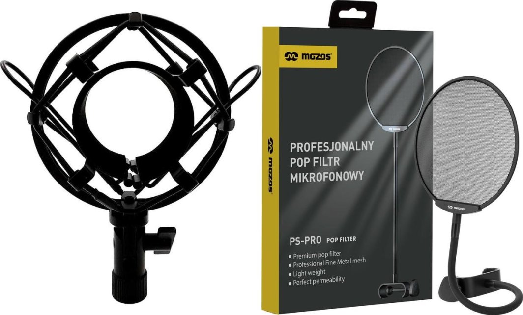 Mozos Mozos Kosz antywibracyjny Shock do mikrofonów 48-54mm SHM2 + Popfiltr mikrofonowy PS-PRO 1