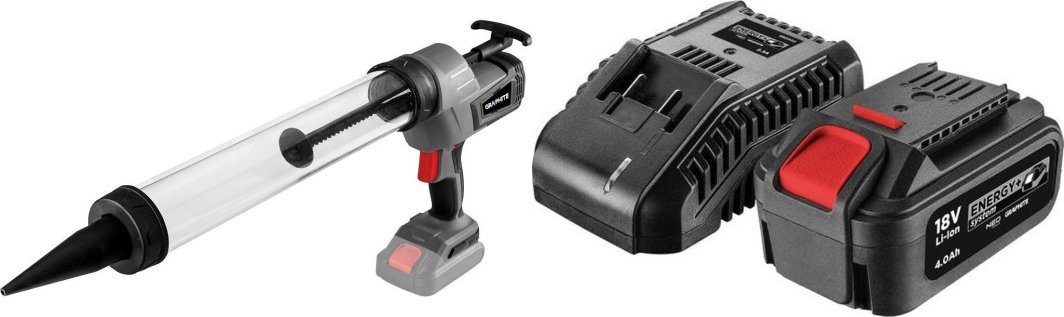 Graphite Pistolet uszczelniający Energy+ 18V 58GE115 + akumulator 4 Ah z ładowarką 58GE132 1