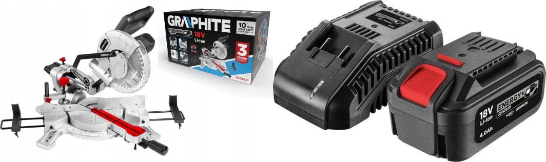 Ukośnica Graphite Ukośnica Graphite 58GE121 18 V 210 mm + akumulator 4 Ah z ładowarką 58GE132 1