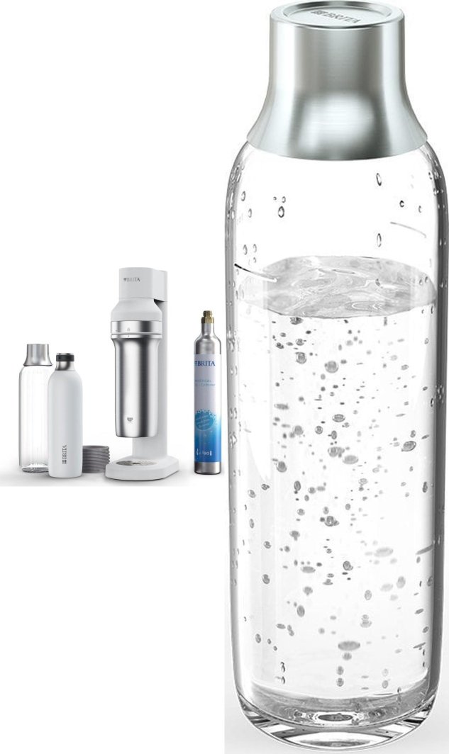 Saturator Brita sodaTRIO Biały + Szklana butelka sodaTRIO 2-pak 1