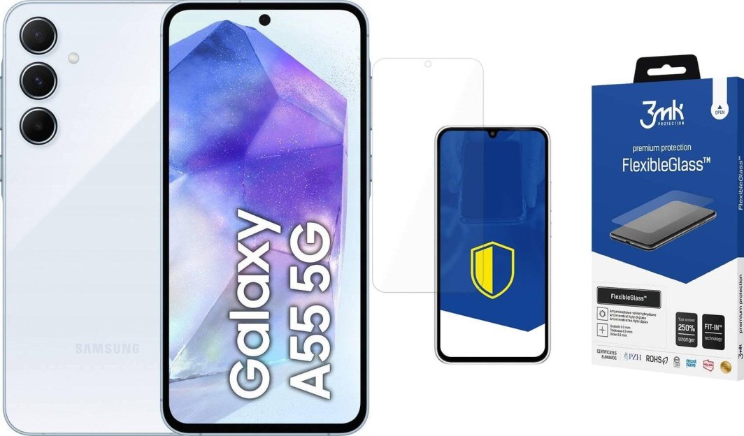 Smartfon Samsung Galaxy A55 5G 8/128GB Niebieski - Awesome Iceblue (SM-A556BLB) + FlexibleGlass 1