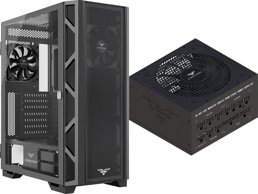 Obudowa PREYON Obudowa PREYON Nest Meshy (PRENM02B) + Zasilacz PREYON EAGLE POWER GOLD 850W 1