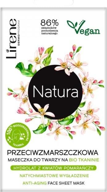 Lirene LIRENE_Natura Eco przeciwzmarszczkowa maseczka do twarzy na BIO tkaninie Hydrolat z Kwiatów Pomarańczy i Bławatka 7g 1
