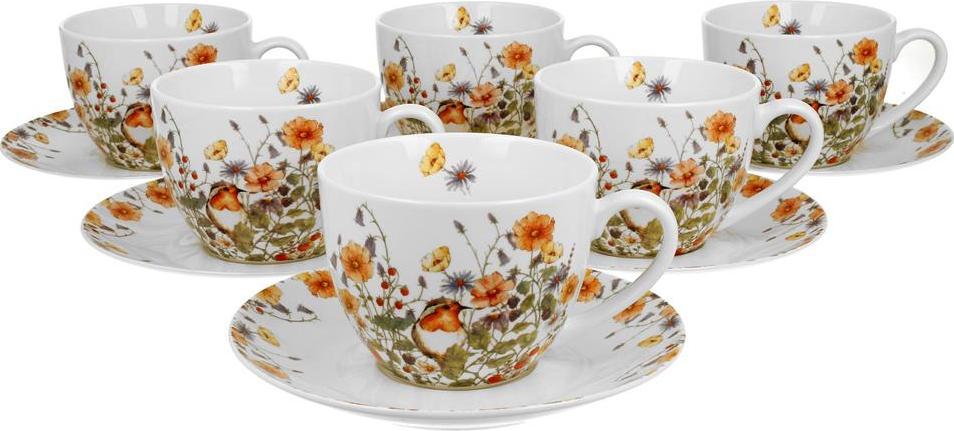 DUO Filiżanki ze spodkami 280 ml komplet 6 szt. WILD BIRD 1