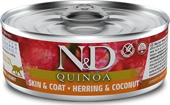 Farmina Farmina N&D Kot Quinoa Sierść i Skóra Śledź z Kokosem 80g 1