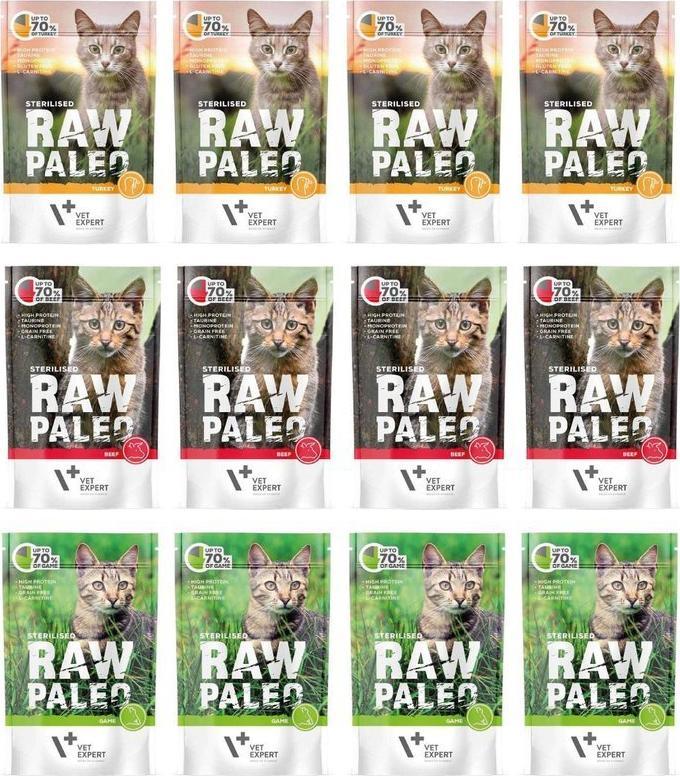 Raw Paleo Vet Expert Raw Paleo Sterilised MIX smaków 12x100g 1