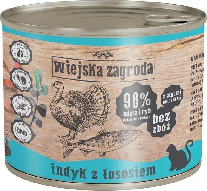 Wiejska Zagroda Wiejska zagroda indyk z łososiem dla kota 200g 1
