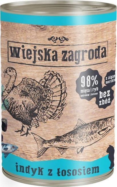 Wiejska Zagroda Wiejska zagroda indyk z łososiem dla kota 400g 1