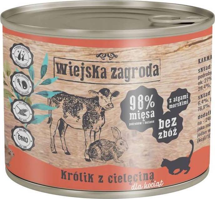 Wiejska Zagroda Wiejska zagroda Junior królik z cielęciną dla kota 200g 1