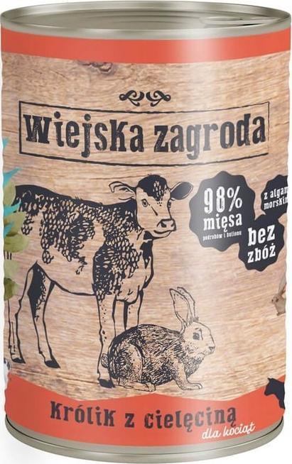 Wiejska Zagroda Karma Junior królik z cielęciną dla kota 400g 1
