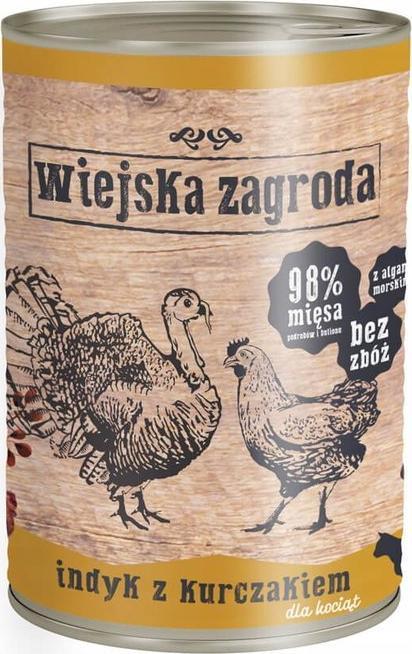 Wiejska Zagroda Wiejska zagroda Junior indyk z kurczakiem dla kota 400g 1