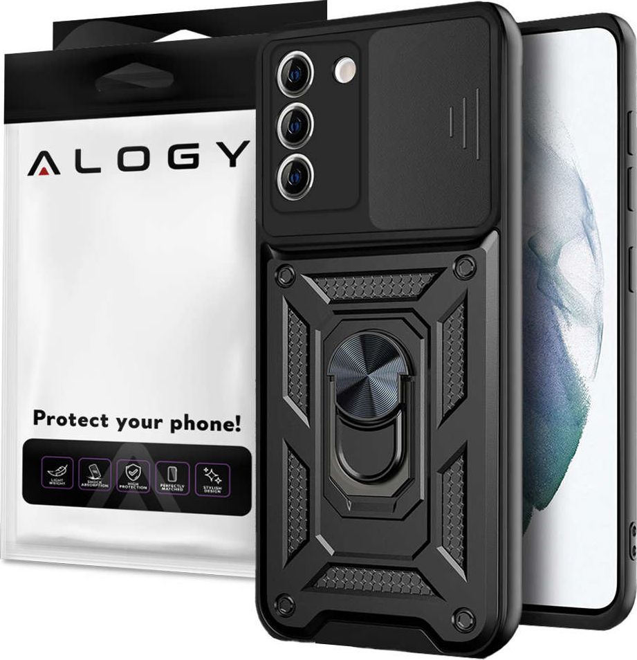 Alogy Etui z osłoną aparatu Alogy Camshield Stand Ring do Samsung Galaxy S20 FE czarne 1
