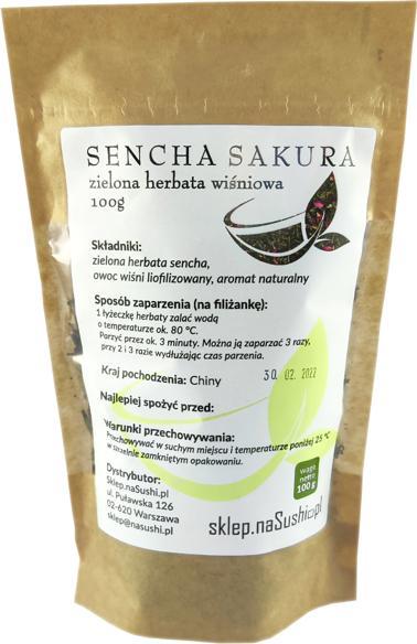 Sklep.naSushi Herbata Sencha Sakura - wiśniowa zielona herbata 100g 1