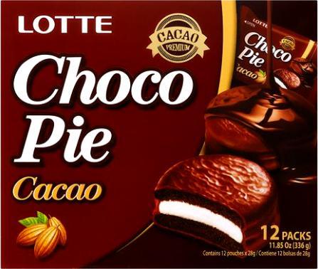 Lotte Choco Pie Cacao, ciastka biszkoptowe z pianką, pudełko (12 szt. x 28g) - Lotte 1