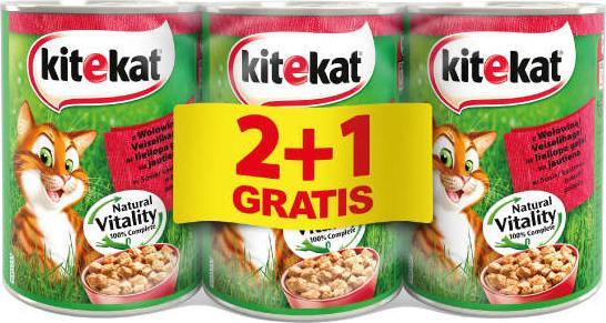 Kitekat Kitekat z wołowiną 400g 2+1 GRATIS 1