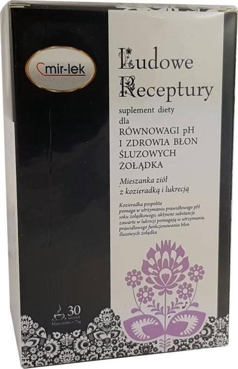 LUDOWE RECEPTURY LUDOWE RECEPTURY równowaga PH i zdrowie błon śluzowych żołądka 30 saszetek MIR-LEK 1