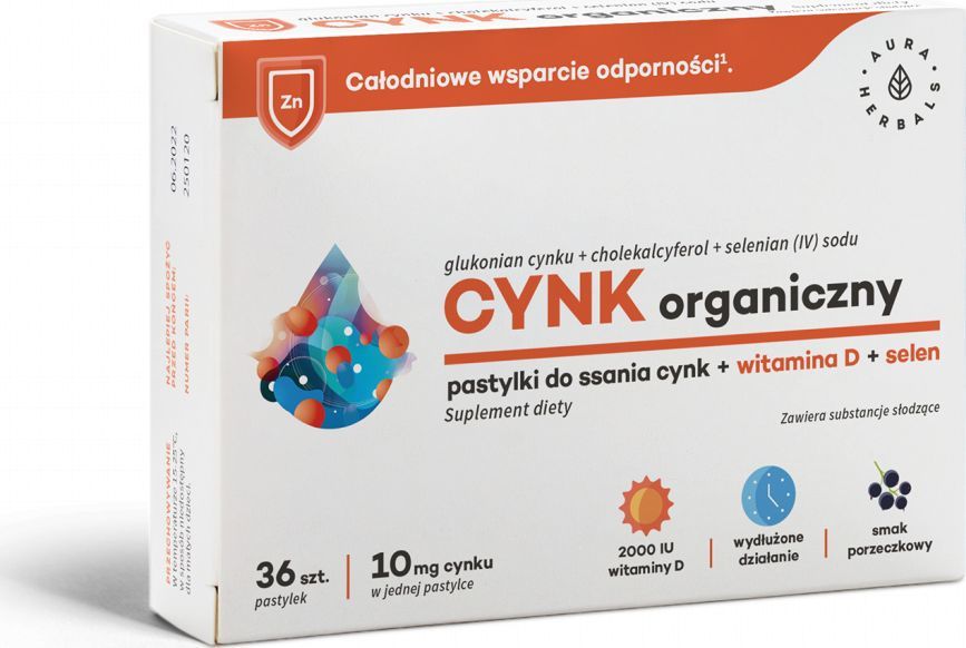 Aura Herbals Cynk organiczny 10 mg i Witamina D3 i Selen 36 tabletek AURA HERBALS 1
