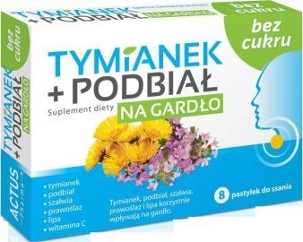 Actus Pharma Tymianek i Podbiał bez cukru na ból gardła 8 pastylek 1