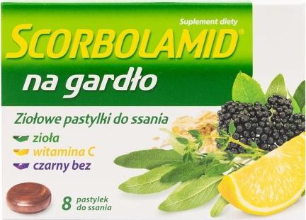Polpharma Scorbolamid do sania na gardło 8 tabletek 1