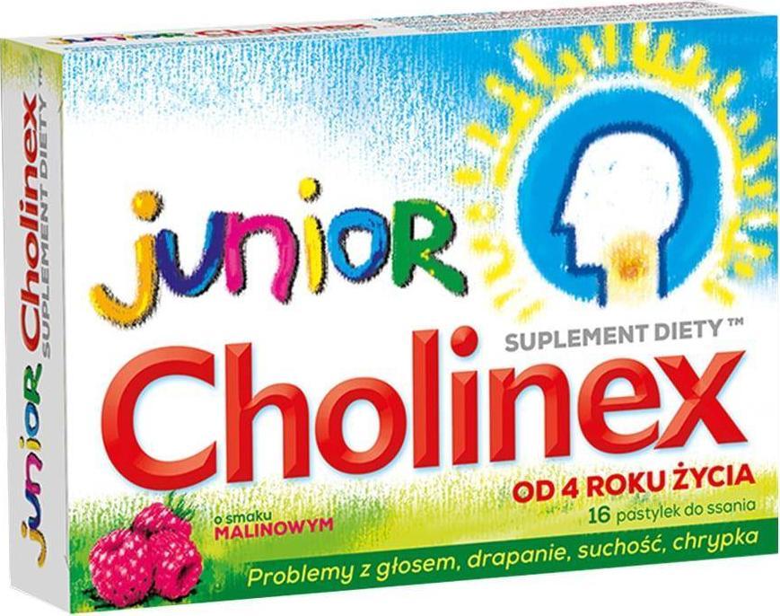 Stada Cholinex Junior na gardło o smaku malinowym 8 pastylek 1