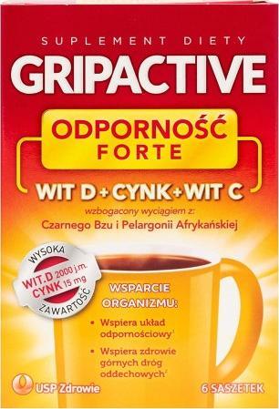 USP Gripactive Odporność Forte. Wit.D + Cynk + Wit.C 6 saszetek 1