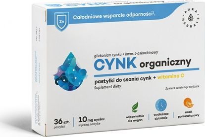 Aura Herbals Cynk organiczny 10 mg i Witamina C 36 tabletek AURA HERBALS 1