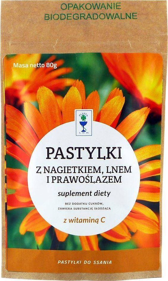 PLANTA-LEK Karmelki z nagietkiem, lnem i prawoślazem bez cukru 80g PLANTA-LEK 1