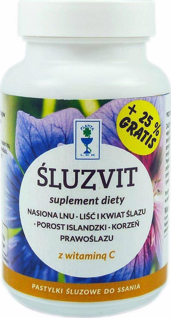 PLANTA-LEK Śluzvit pastylki bez cukru SŁOIK 80g + 25% gratis PLANTA-LEK 1