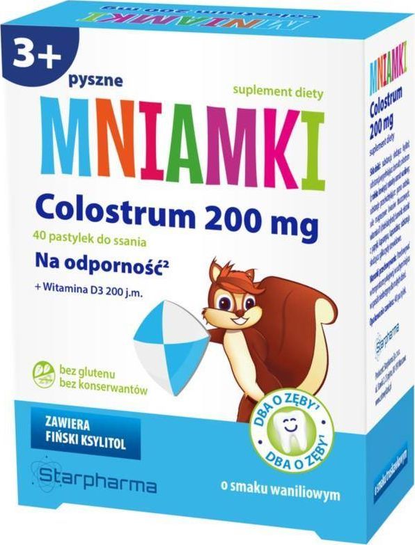 STARPHARMA Mniamki Colostrum na odporność 40 pastylek do ssania o smaku waniliowym STARPHARMA 1