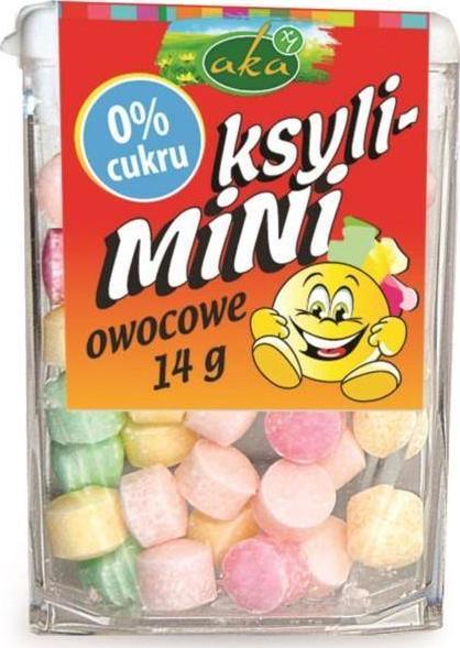 AKA Drażetki pudrowe ksyli-Mini owocowe bez cukru 14 g 1