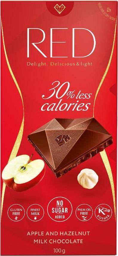 Chocolette Czekolada RED mleczna bez cukru z jabłkami i orzechami 100 g 1