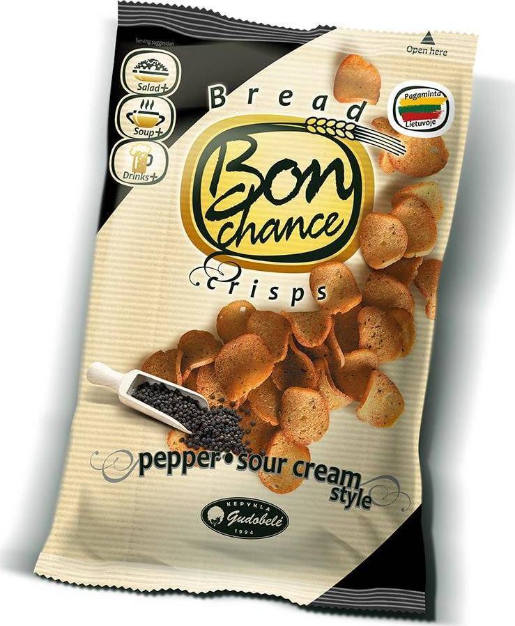 Gudobele Chipsy chlebowe śmietankowe z czarnym pieprzem 120 g 1