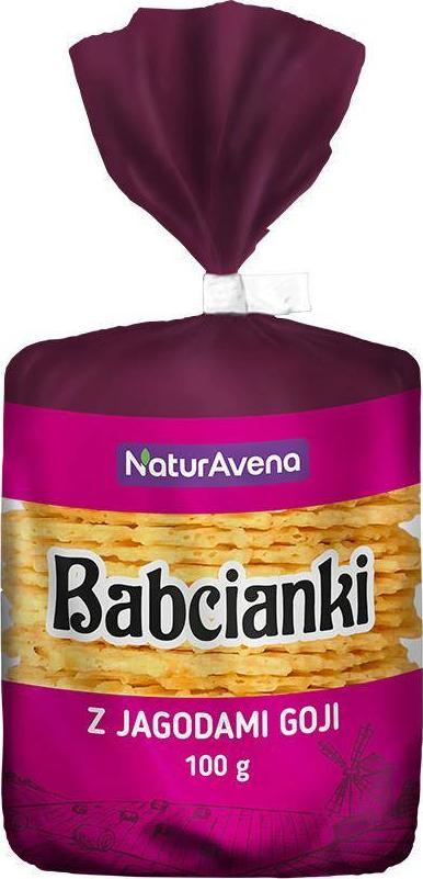 NaturaVena Wafelki bez tłuszczu i bez barwników z jagodami goji 100 g 1