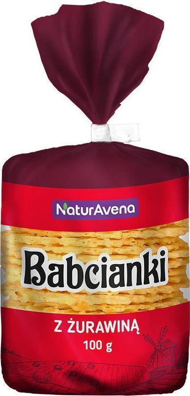 NaturaVena Wafelki bez tłuszczu i bez barwników z żurawiną 100 g 1
