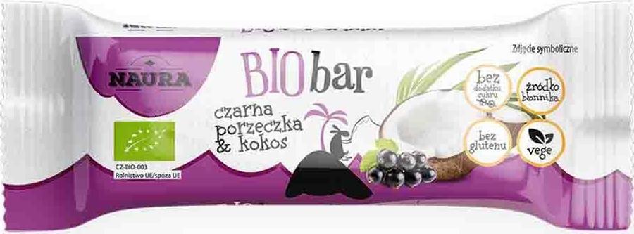 Naura Baton Czarna porzeczka & Kokos BIO 35 g 1