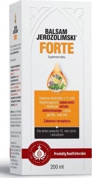 ZAKON SZPITALNY ŚW. JANA BOŻEGO Balsam Jerozolimski Forte Ekstrakty 11 ziół 200 ml Produkty Bonifraterskie 1