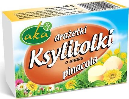 AKA Ksylitolki drażetki pudrowe pinacola (mix ananas-kokos) 40g b/c AKA 1