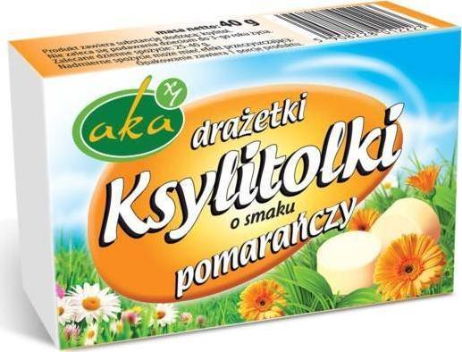 AKA Ksylitolki drażetki pudrowe pomarańczowe 40g b/c AKA 1