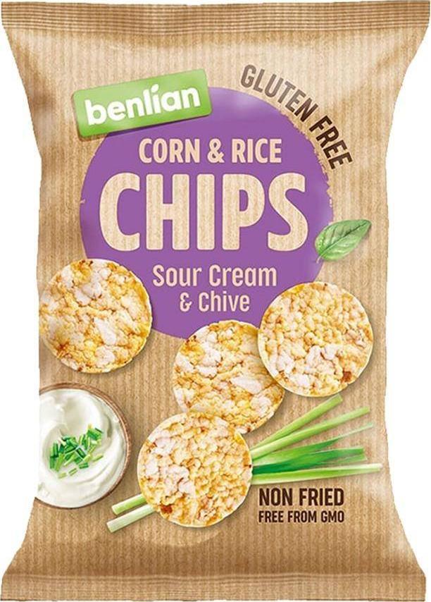Benlian Chipsy kukurydziano-ryżowe - kwaśna śmietana i szczypiorek, 50g 1