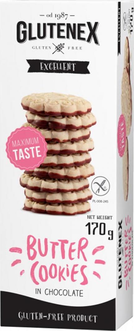 Glutenex Ciastka maślane z czekoladą bezglutenowe 170 g 1